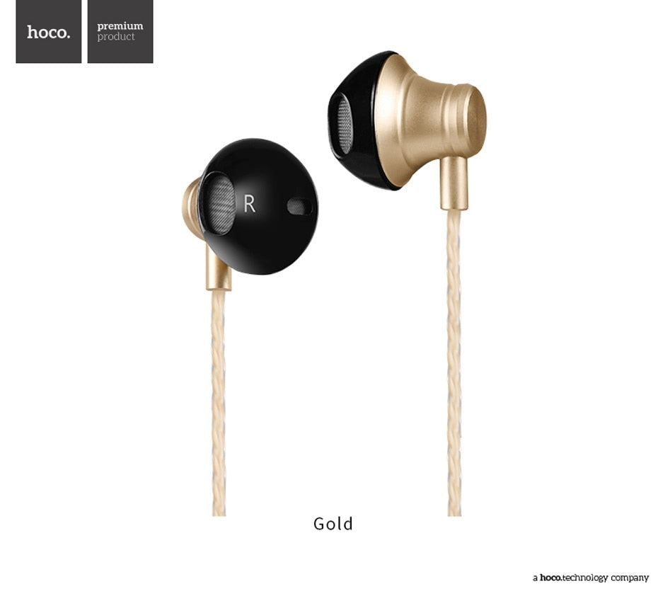 HOCO Metallic Universal Earphones with Mic Wired Headset 3.5mm Jack with Remote for Apple iPhone Samsung Xiaomi Earbuds in-Ear