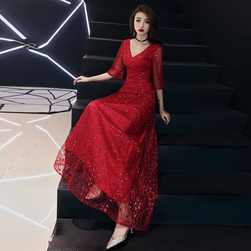 weiyin Robe De Soiree Lace Sexy Backless Long Evening Dresses Bride Banquet Elegant Floor-length Women&#39;s Party Prom Dress WY948