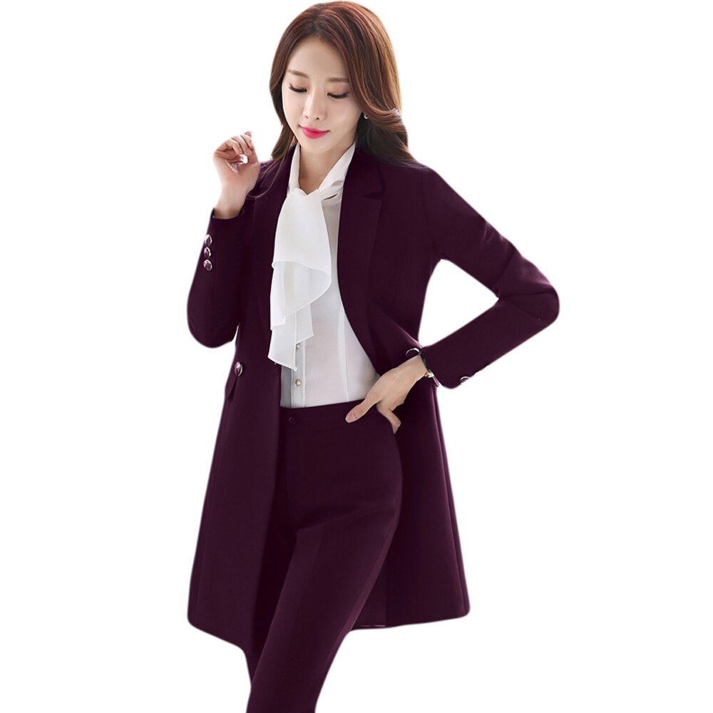 Vestido deHigh Quality Fabric Fall Winter Women Blazers Suits Uniform Designs Business Ladies Office Suits With Long Windbreaker