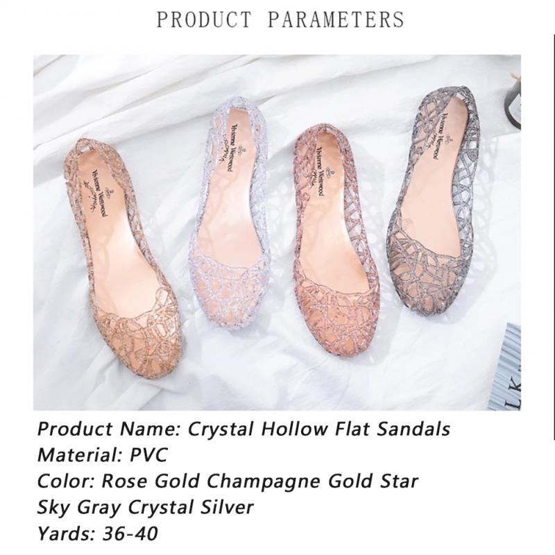 Fashion Women Sandals 2022 New Summer Hollow Crystal Sandals Slippers Transparent Crystal Jelly Shoes Woman Beach Slippers Flats