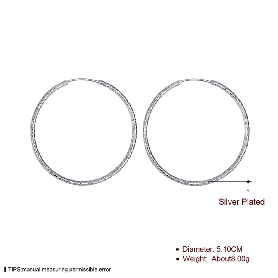 DOTEFFIL 925 Sterling Silver Matte Round Circle 50/60mm Hoop Earring For Woman Wedding Engagement Party Fashion Charm Jewelry