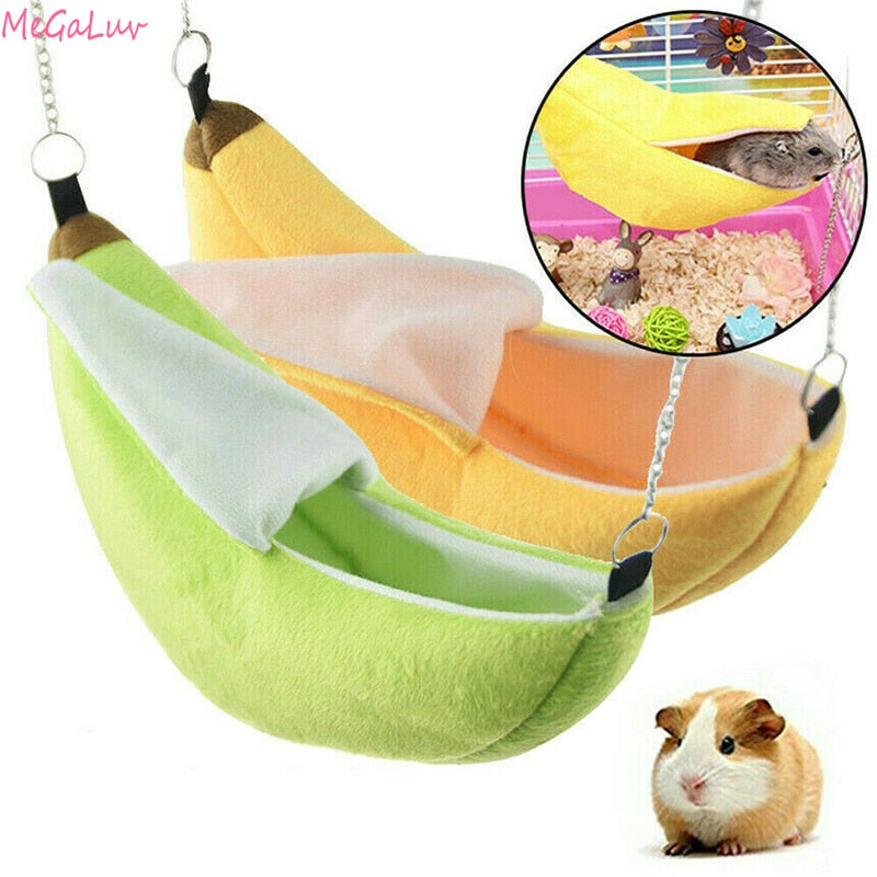 Novelty Banana Shape Nest Plush Cotton Hamster Warm House Hammock Rat Mouse Living  House Hanging Tree Beds Hamster Accessories