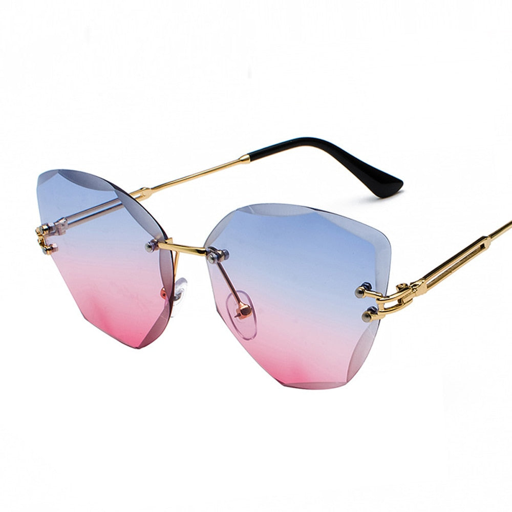 MUSELIFE 2022 New Fashion Brand Design Vintage Rimless Sunglasses Women Men Retro Cutting Lens Gradient Sun Glasses Female UV400