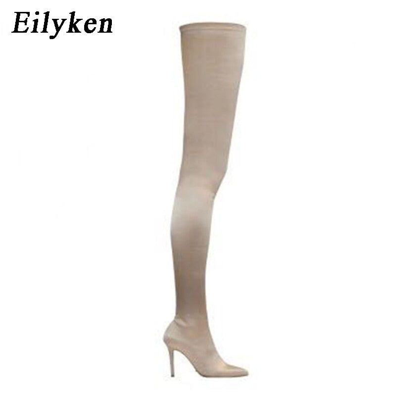 Eilyken 2023 Thigh High Women Boots Over The Knee Elastic Stretch Sexy Nightclub Shoes Long Zapatillas Mujer