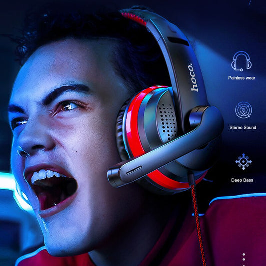 HOCO Gaming Headset Studio DJ Headphones Stereo Over Ear Wired Headphone With Microphone For PC PS4 PS5 Xbox One Gamer With Mic
