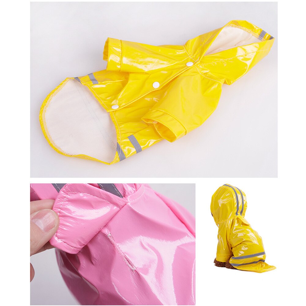 Spring Summer Cartoon Dog Raincoat Reflective PU Puppy Pet Rain Coat Hooded Waterproof Dog Jacket Clothes For Small Medium Dogs