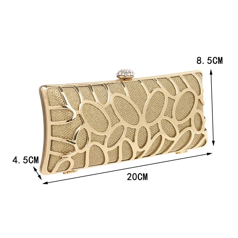 SEKUSA Luxury women evening bags hollow out style diamonds metal clutch purse wedding bridal small handbags for party bags