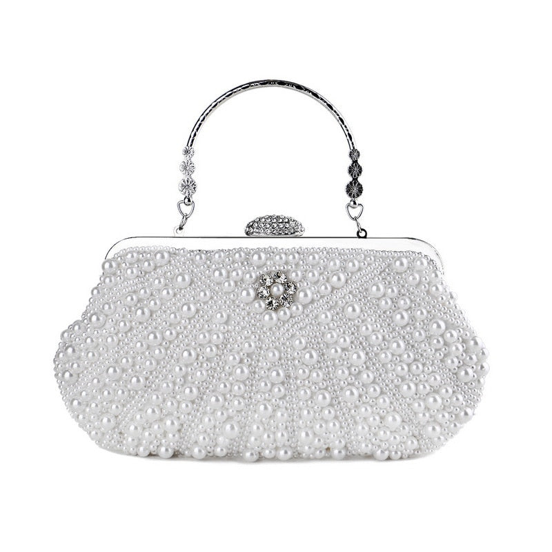 Beaded Diamonds Women Evening Bags Vintage Embroidery Small Pearl Day Clutch Shoulder Chain Handbags Rhinestones Purse