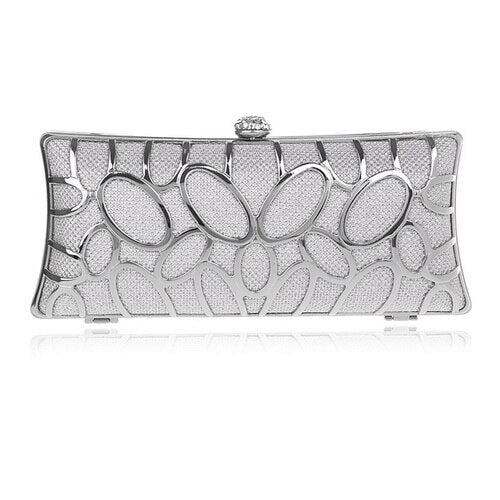 SEKUSA Luxury women evening bags hollow out style diamonds metal clutch purse wedding bridal small handbags for party bags