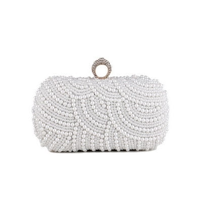 Beaded Diamonds Women Evening Bags Vintage Embroidery Small Pearl Day Clutch Shoulder Chain Handbags Rhinestones Purse