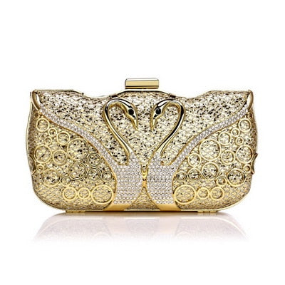 SEKUSA Luxury women evening bags hollow out style diamonds metal clutch purse wedding bridal small handbags for party bags