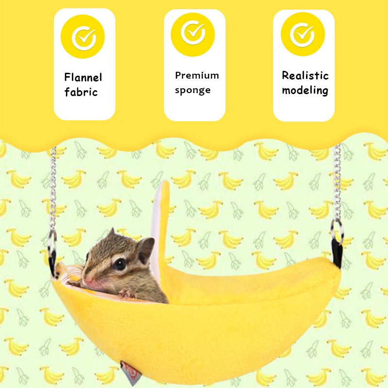 Novelty Banana Shape Nest Plush Cotton Hamster Warm House Hammock Rat Mouse Living  House Hanging Tree Beds Hamster Accessories