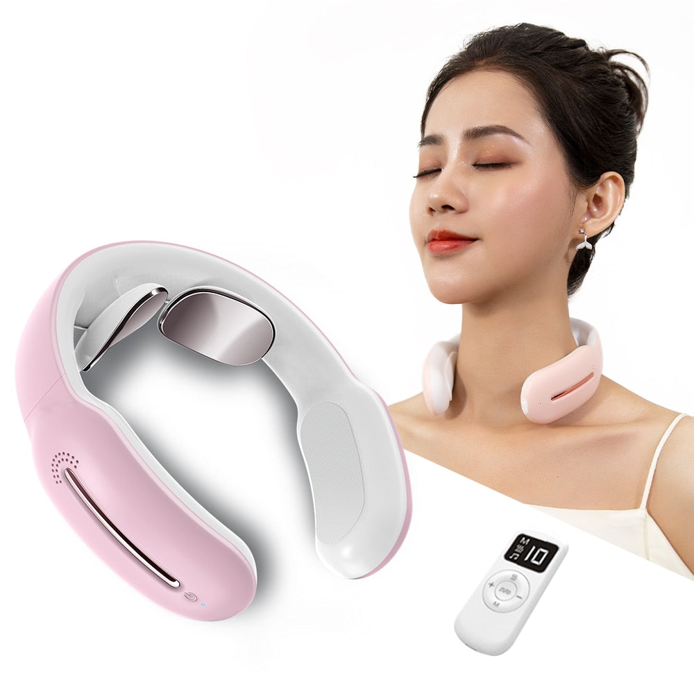 Neck Cervical Messager Intelligent Heat Remote Control Therapy Cure Muscle Relaxation 15 Levels Trigger for Home Office Drive