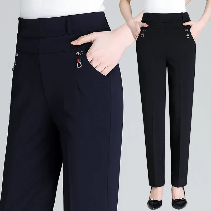 2022 New Atumn Women&#39;s Pants Mom Elastic High Waist Casual Harem Pants Female Trousers Loose Straight Pants 5XL