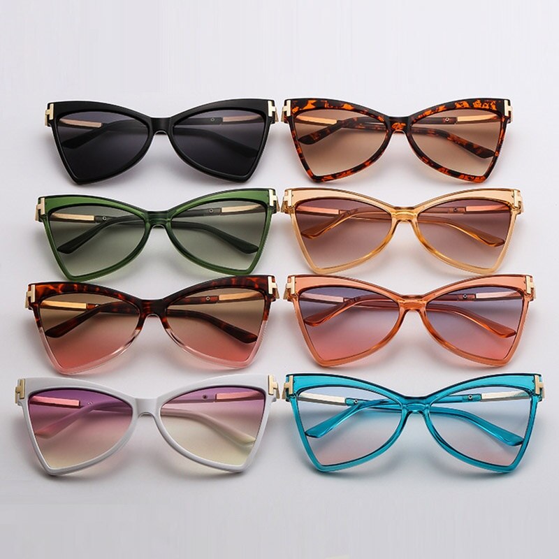 Sexy Women&#39;s Cat Eye Sunglasses Metal 2020 Fashion shades Luxury Oversized Sunglasses Female Lady Triangle Eyewear Accessories