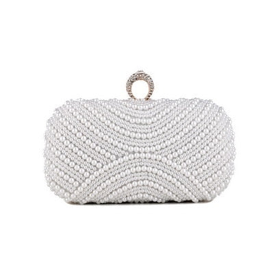 Beaded Diamonds Women Evening Bags Vintage Embroidery Small Pearl Day Clutch Shoulder Chain Handbags Rhinestones Purse