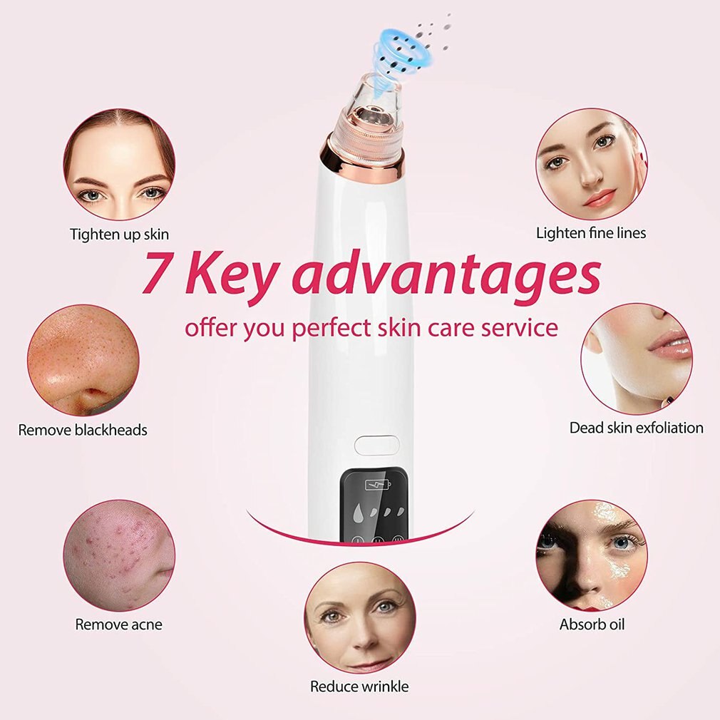 Blackhead Remover Pore Cleaner Blackhead Suction Tool With Hot Compress USB Pore Vacuum Facial Pore Cleanser With LED Display