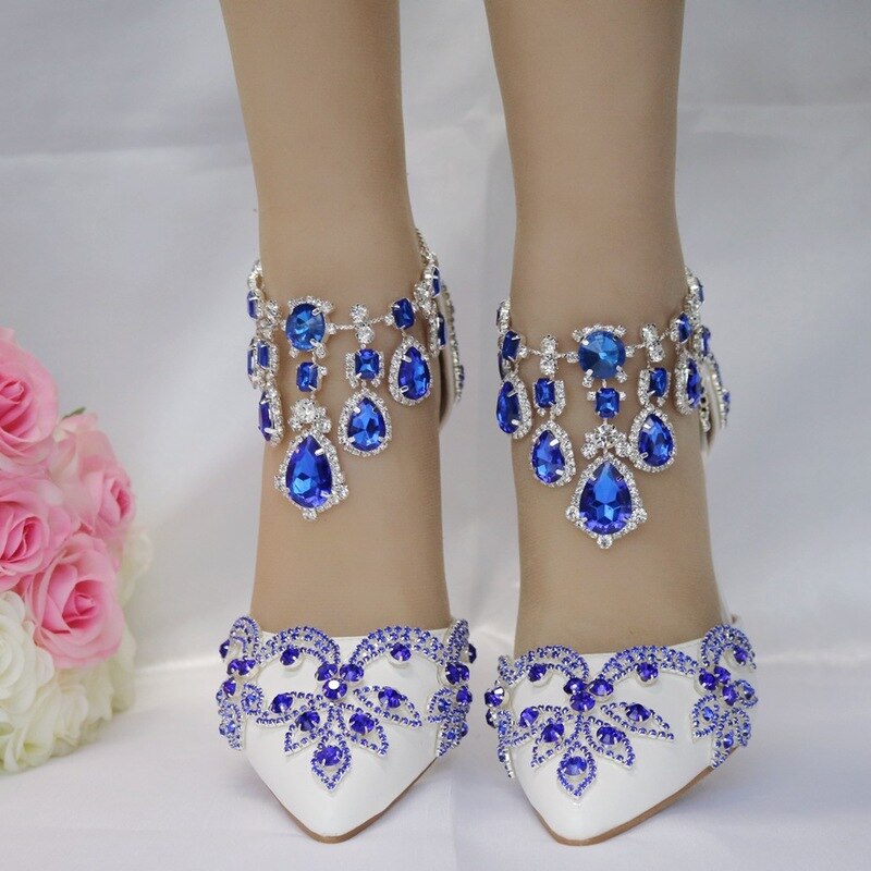 Women Pumps Wedding Dress Shoes Hollow Pointed Toe Thin Heels 9CM Delicate Sweet Rhinestone High Heel Shoes