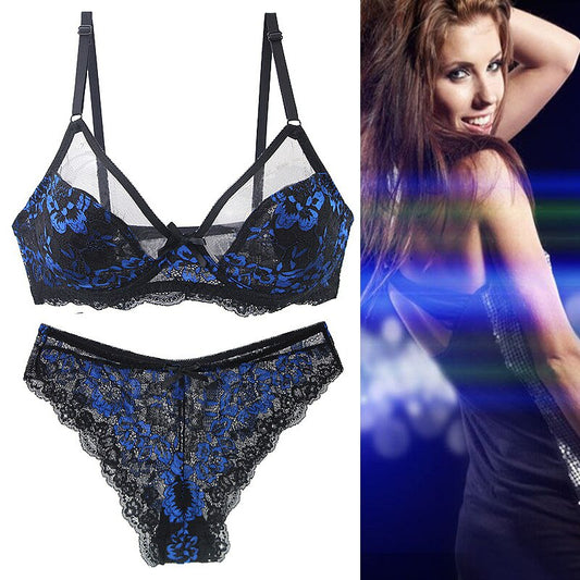DaiNaFang Ultra-Thin Thick BCDE Cup Mesh Lace Underwear Transparent Bra Sets Beauty Back Hollow Embroidery Female Lingerie