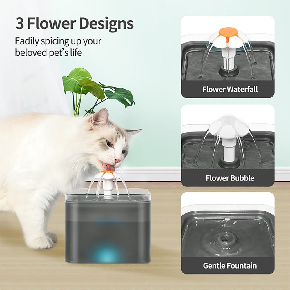 Cat Water Fountain Pet Dog Filter Drinker USB Automatic Water  Dispenser LED Mute Drinking Fountain Bowl Auto Waterer For Cats
