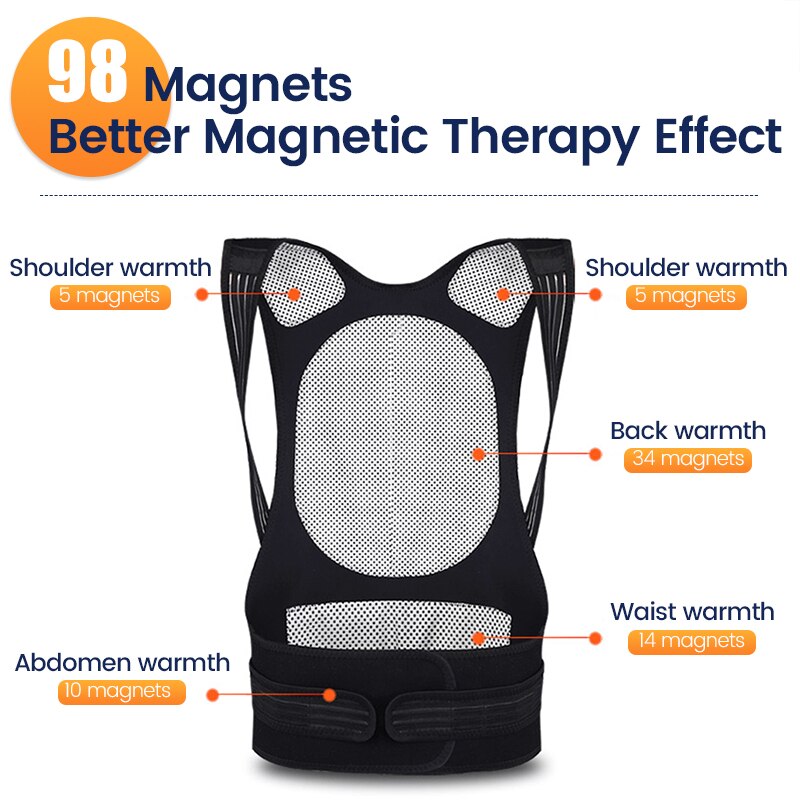 Self Heating Magnetic Therapy Waist Shoulder Back Posture Corrector Tourmaline Spine Support Back Brace Self-heating Vest Belt