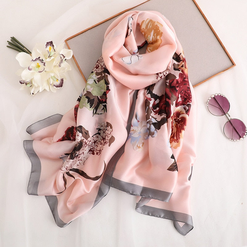 180*90cm Luxury Brand Women Summer Silk Scarves Shawls Lady Wrap Soft Female Echarpe Designer Beach stole Bandanna foulard pareo