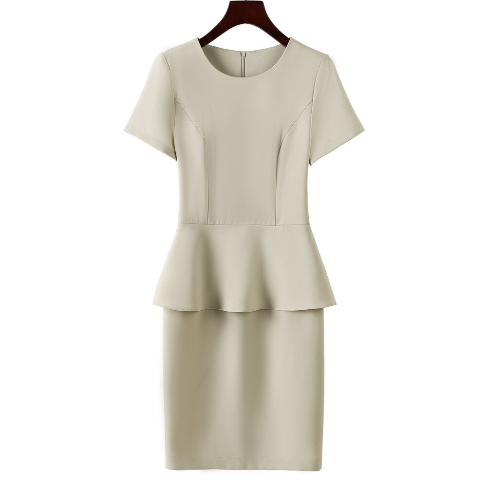 2021 women&#39;s Retro summer round neck formal pencil skirt tight buttocks work clothes professional dress Navy Dress