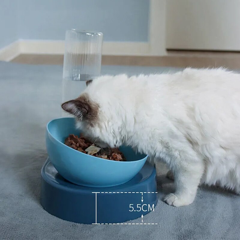 Cat Bowl Drinker Automatic Water Dog Food Feeder Drinker Pet Degrees Tilted Safeguard Neck Waterer Feeder Supplies Bowl For Cats