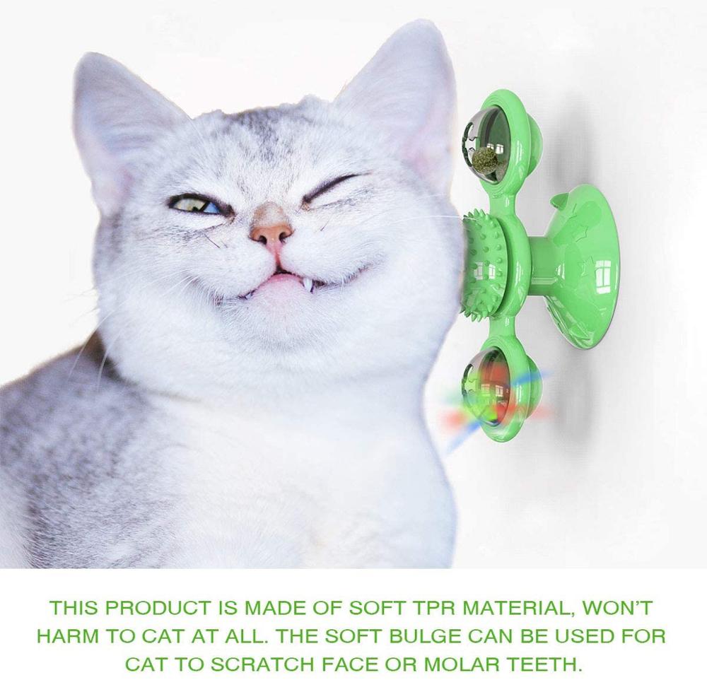 Cat Windmill Toy Multi-Functional with Massager Funny Pet Interactive Spin Toys for Cats