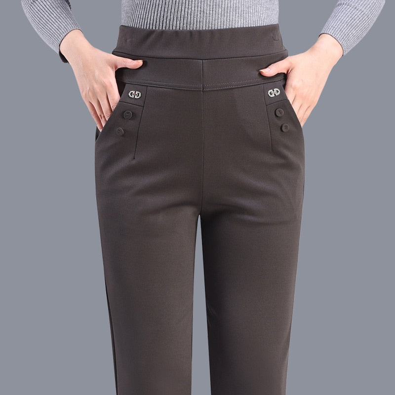 2022 New Spring Autumn Straight Pants Women Slim Casual Office Women&#39;s Pants High Waist Pocket Trousers Pantalon 5XL