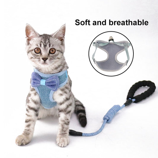 Cat Harness Kitten Adjustable Outdoor Collar And Leash Harness Vest Cats Lead Clothes Pet Accessories Goods For