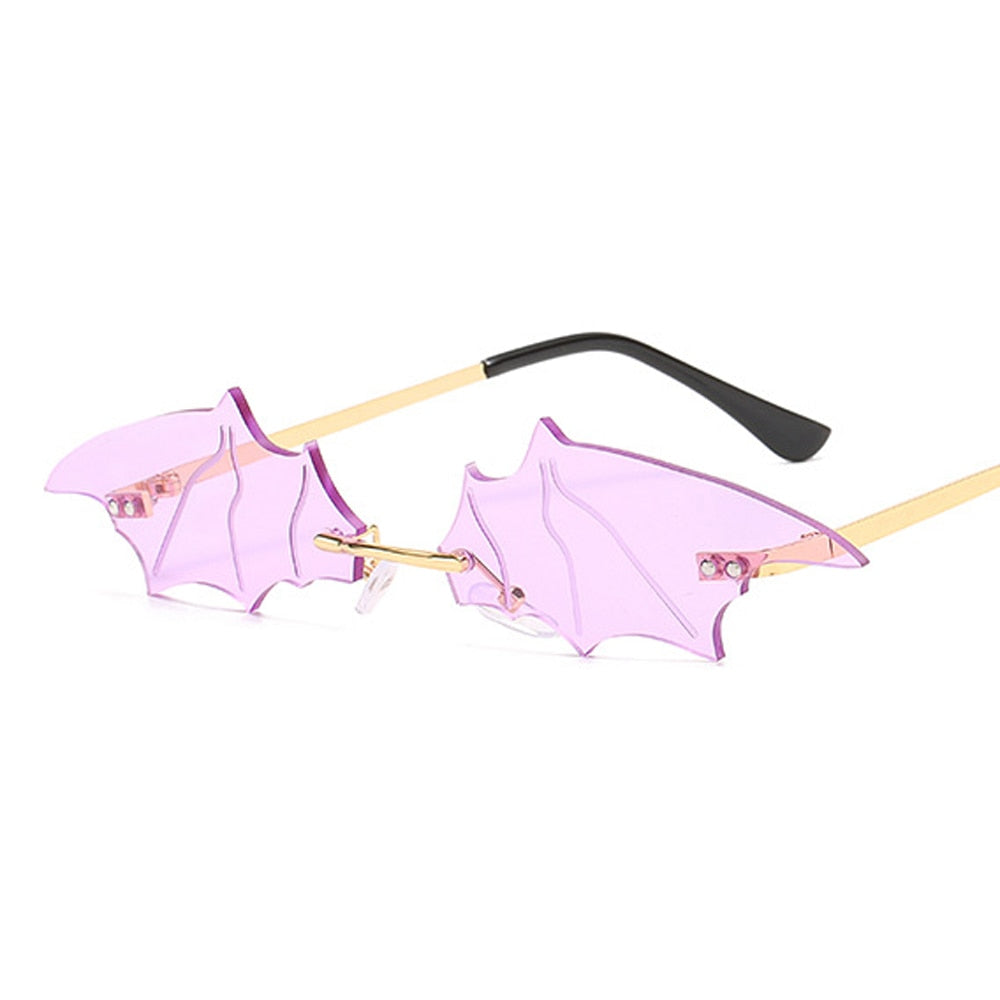 1PC Unisex Sunglasses Rimless Retro Bat Shape True Film Sun Glasses UV400 Trending Narrow Eyewear Streetwear Fashion Accessories