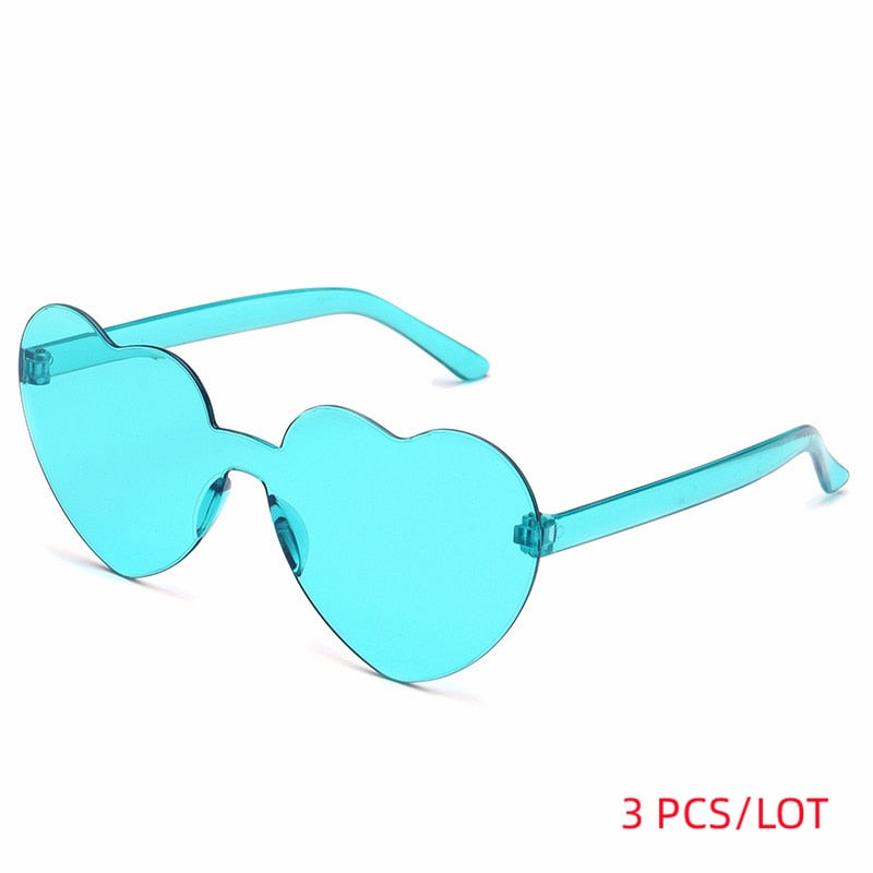 MUSELIFE New Three Piece Love Heart Lens Sunglasses Women Transparent Plastic Glasses Style Sun Glasses Female Clear Candy Color