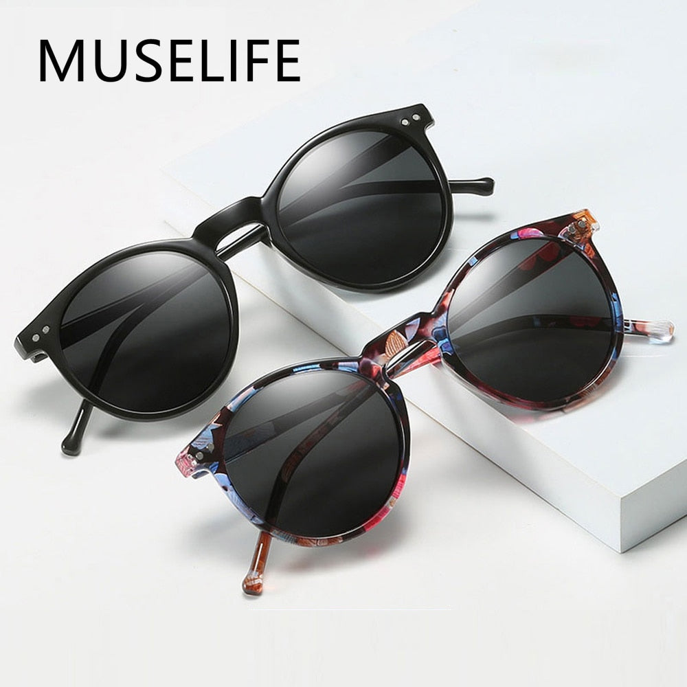 MUSELIFE Retro Polarized Sunglasses Men Women Vintage Small Round Frame Sun Glasses Polaroid Lens UV400 Goggles Shades Eyewear