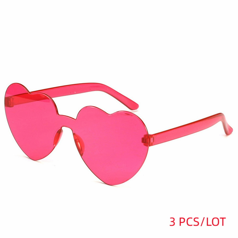 MUSELIFE New Three Piece Love Heart Lens Sunglasses Women Transparent Plastic Glasses Style Sun Glasses Female Clear Candy Color