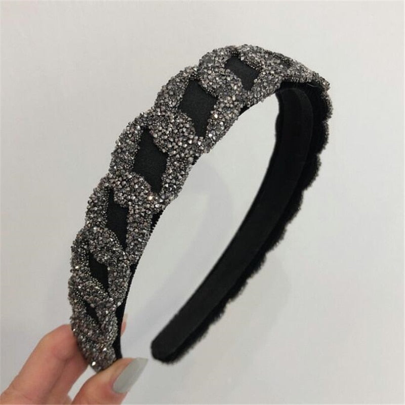 FYUAN Korean Style Geometric Rhinestone Hairbands for Women Velvet Headwear Wedding Hair Accessories Jewelry