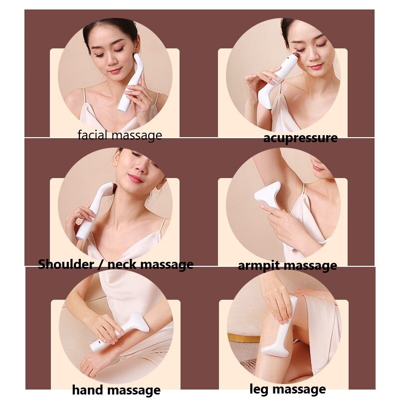 Electric Bian Stone Scraping Board Face Lift Double Massage Head Facial Massager Hot Compress Guasha Board Micro-current Sensor