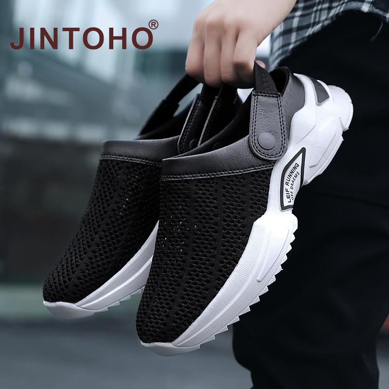 2022 Unisex Summer Sandal Mesh Mules Breathable Padded Beach Flip Flops Shoes Solid Flat Bath Slippers Outside Mens Slippers