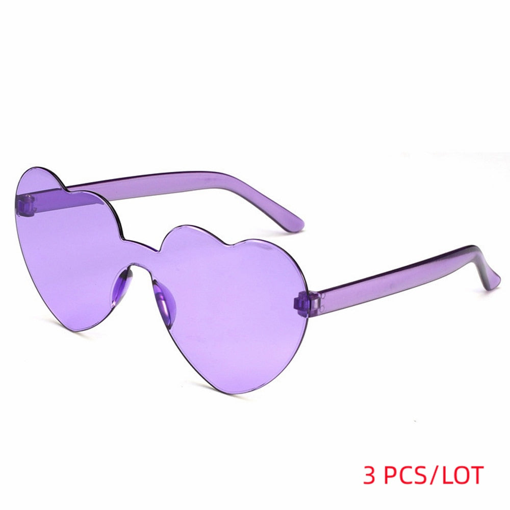 MUSELIFE New Three Piece Love Heart Lens Sunglasses Women Transparent Plastic Glasses Style Sun Glasses Female Clear Candy Color