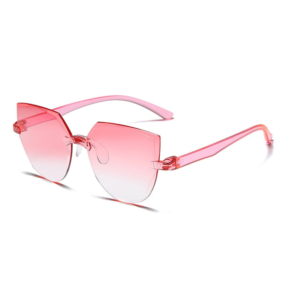 Ladies Cat Ear Sunglasses Frameless Jelly Transparent Sunglasses Retro All-in-one Ocean Piece Candy Color Sunglasses