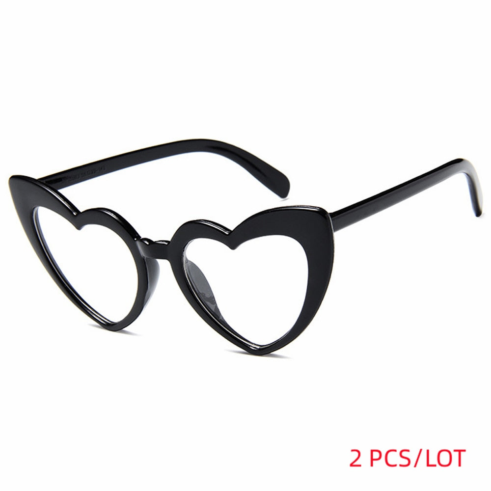 MUSELIFE Love Heart  Big Frame Personality Women Sunglass Fashion Cute Sexy Retro Cat Eye Vintage SunGlasses Pink Female