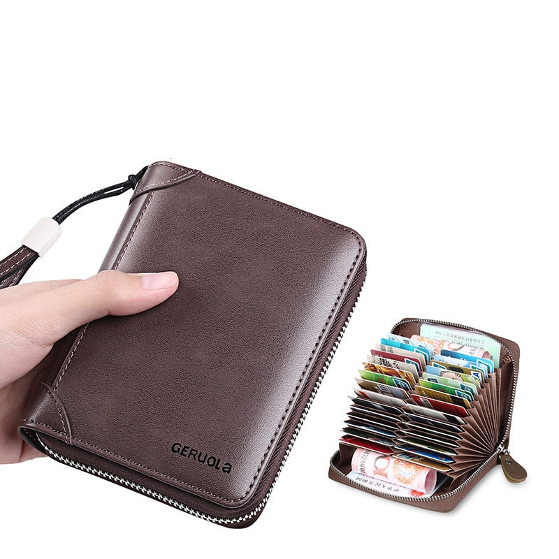 20/30/45 Cards Genuine Leather Card Holder Wallet for Men and Women RFID Zipper Business Credit Card ID Holder Clutch Bag