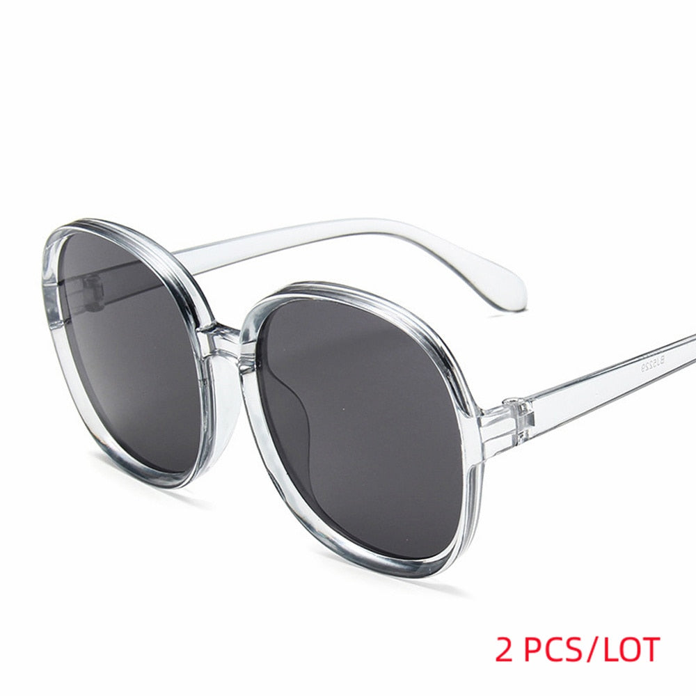 New Round Frame Sunglasses Women Retro Brand Designer Brown Black Oversized Lady Sun Glasses Female Fashion Outdoor Driving