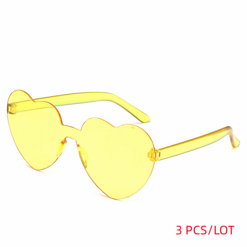 MUSELIFE New Three Piece Love Heart Lens Sunglasses Women Transparent Plastic Glasses Style Sun Glasses Female Clear Candy Color