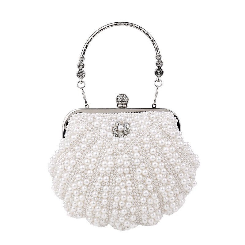 Beaded Diamonds Women Evening Bags Vintage Embroidery Small Pearl Day Clutch Shoulder Chain Handbags Rhinestones Purse