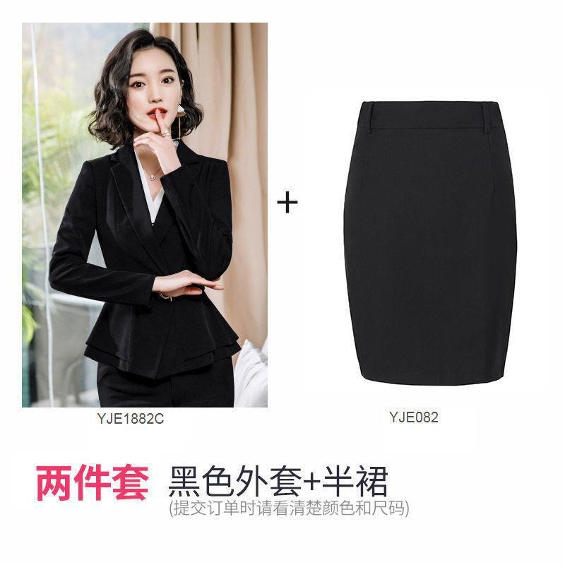 Factory spot wholesale wine red blue black 5XL women&#39;s winter two-piece formal Long Sleeve Ruffle slim fitting suit and pants of