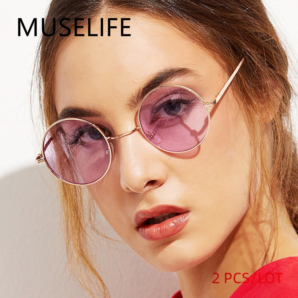 MUSELIFE 2022 Round Women Sunglasses Men Glasses Lady Luxury Retro Metal Sun Glasses Vintage Mirror UV400 Oculos De Sol