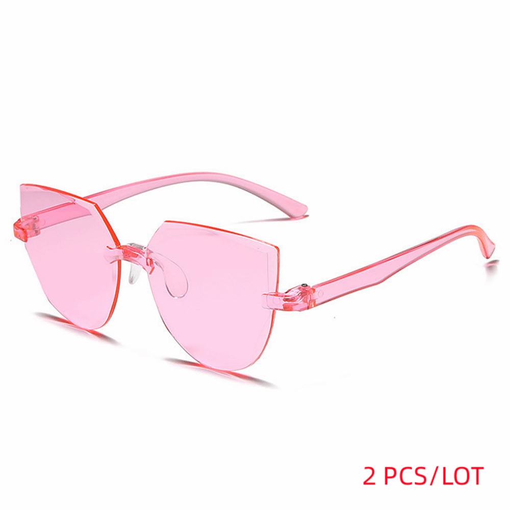 Ladies Cat Ear Sunglasses Frameless Jelly Transparent Sunglasses Retro All-in-one Ocean Piece Candy Color Sunglasses