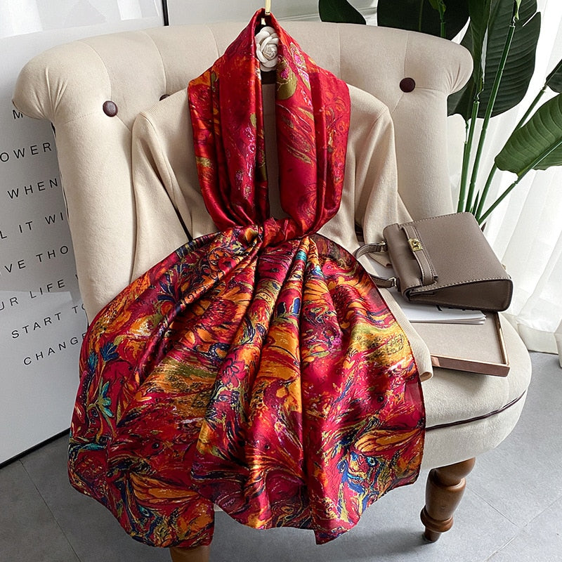 Lady Luxury Silk Scarf Foulard Female Hijab 2022 Brand Print Women Summer New Polyester Pashmina Hijab Bufanda Stoles