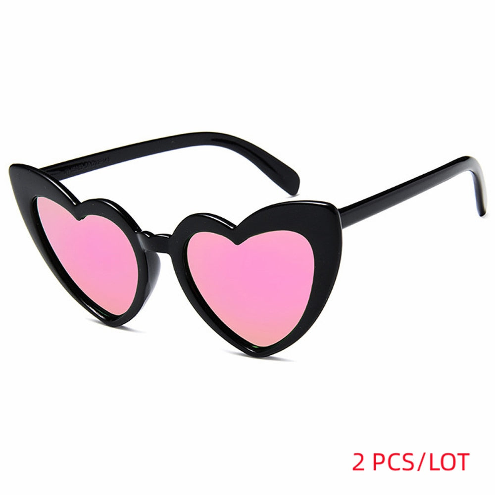 MUSELIFE Love Heart  Big Frame Personality Women Sunglass Fashion Cute Sexy Retro Cat Eye Vintage SunGlasses Pink Female